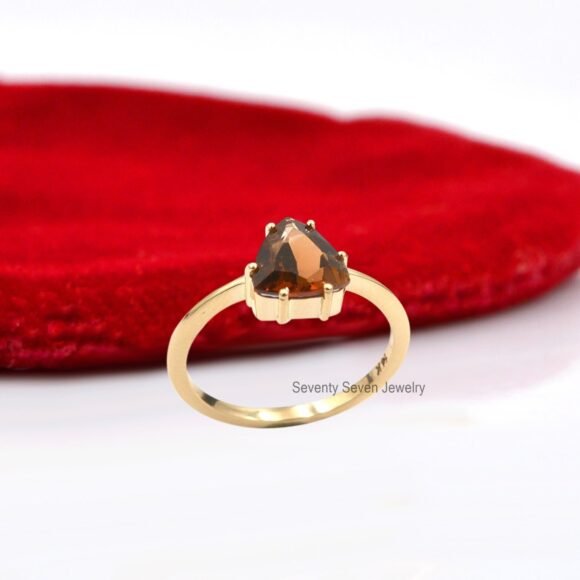 Solid 14K Gold CZ Pear Ring, Gold Pear Shape Engagement Ring - Image 2