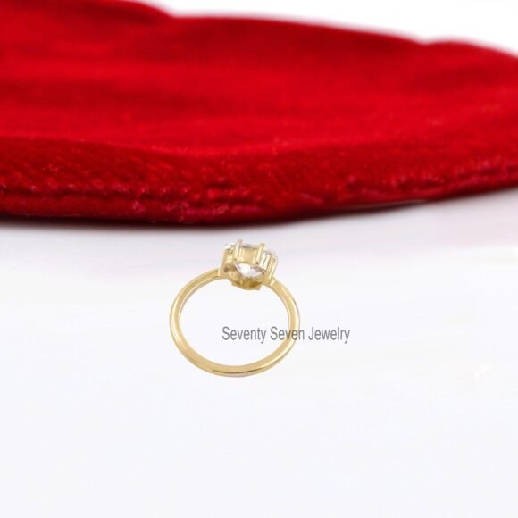 Solid 14K Gold CZ Pear Ring, Gold Pear Shape Engagement Ring - Image 4