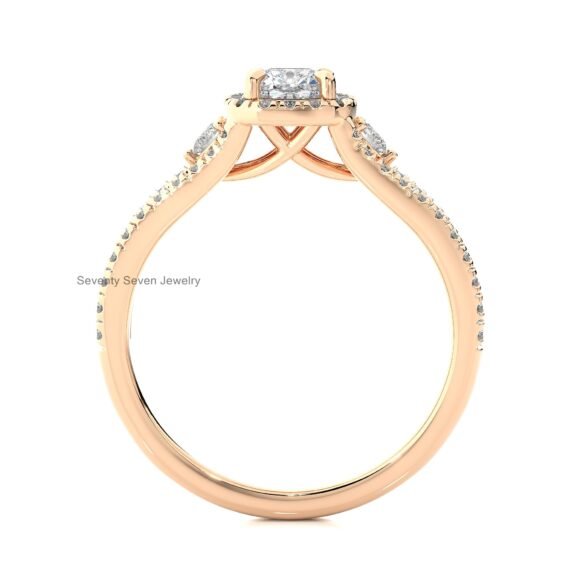 9K/14K Gold Cushion Cut Engagement Ring, 9K Moissanite Engagement Ring - Image 3
