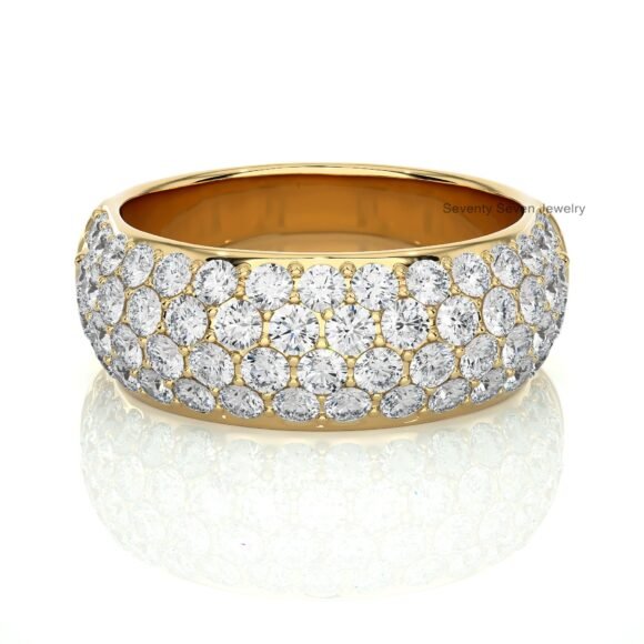 14K Gold Moissanite Dome Cut Ring, Dome Shape Engagement Ring - Image 2