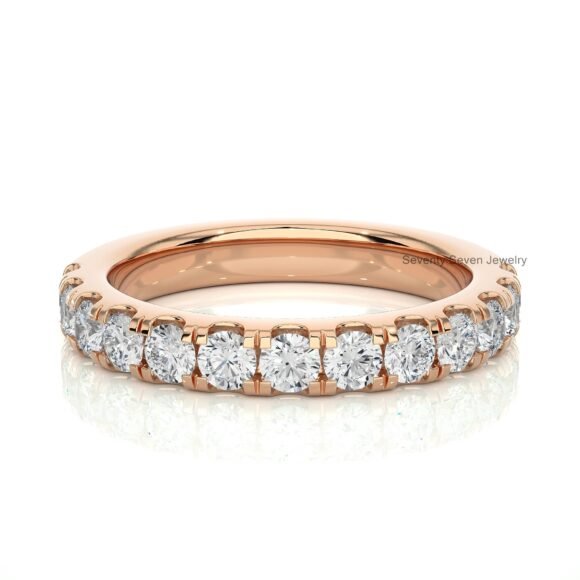 9K/14K Gold Moissanite Half Eternity Ring, Half Eternity Engagement Ring - Image 5