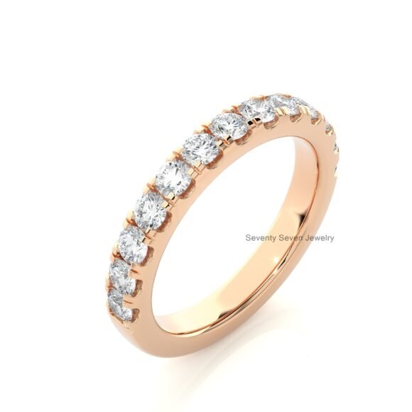 9K/14K Gold Moissanite Half Eternity Ring, Half Eternity Engagement Ring - Image 4