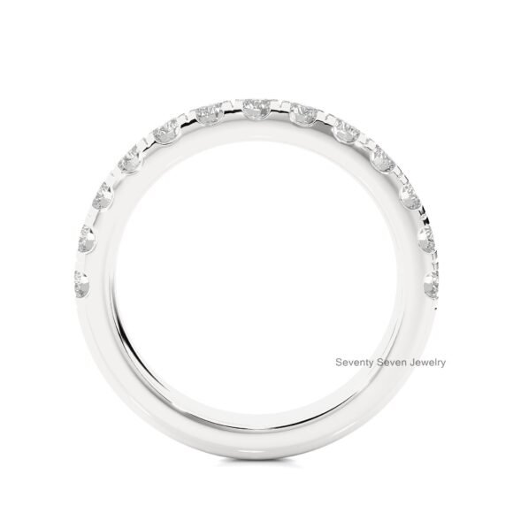 9K/14K Gold Moissanite Half Eternity Ring, Half Eternity Engagement Ring - Image 9
