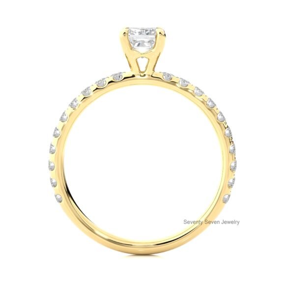 Moissanite Engagement Ring Solid 14K Gold, Delicate Promise Ring - Image 3