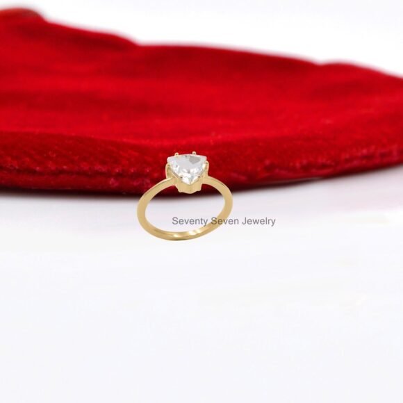 Solid 14K Gold CZ Pear Ring, Gold Pear Shape Engagement Ring