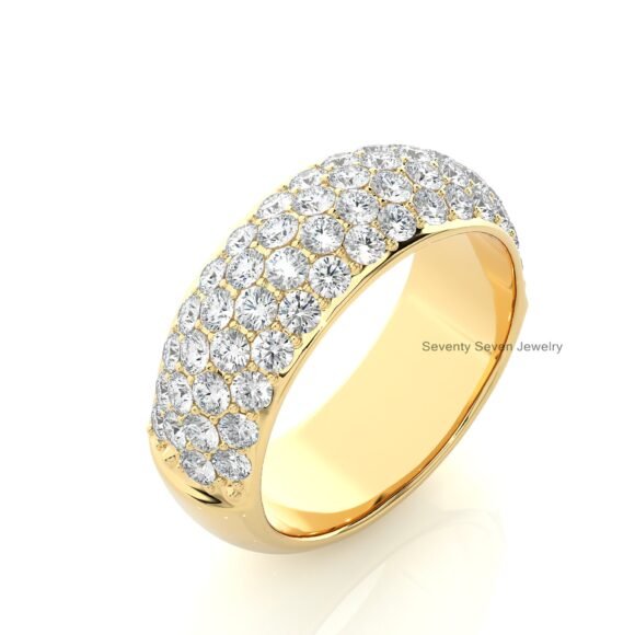 14K Gold Moissanite Dome Cut Ring, Dome Shape Engagement Ring