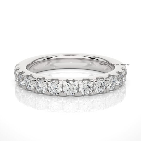 9K/14K Gold Moissanite Half Eternity Ring, Half Eternity Engagement Ring - Image 8