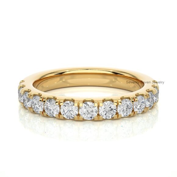 9K/14K Gold Moissanite Half Eternity Ring, Half Eternity Engagement Ring - Image 2
