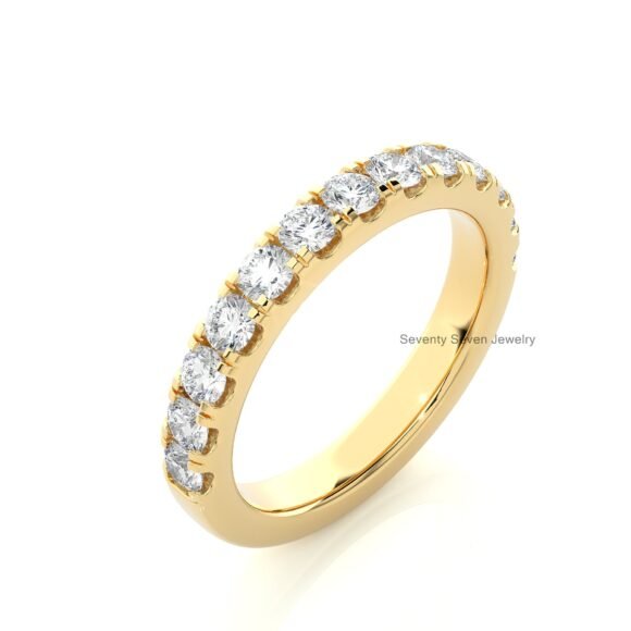 9K/14K Gold Moissanite Half Eternity Ring, Half Eternity Engagement Ring