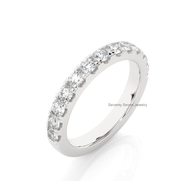 9K/14K Gold Moissanite Half Eternity Ring, Half Eternity Engagement Ring - Image 7