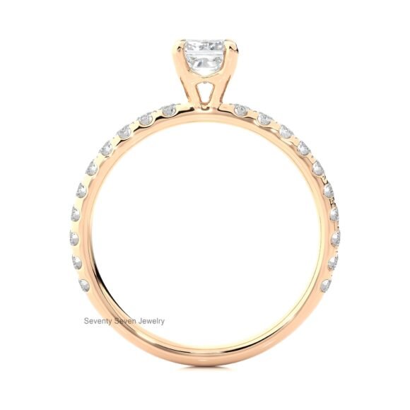 Moissanite Engagement Ring Solid 14K Gold, Delicate Promise Ring - Image 5