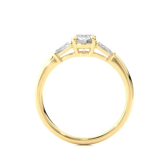 9K/14K Gold Trio Stone Moissanite Ring, Tapered Baguette Ring - Image 2