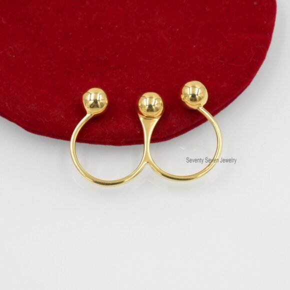 925 Silver Two Finger Ring, Double Finger Ring, Plain Knuckle Ring - Image 3