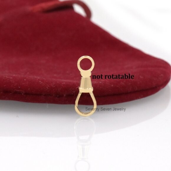 9k Gold Swivel Push lock, Solid Gold Swivel Lock Pendant - Image 2