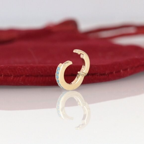 Pave Diamond 9k Gold Circle Charm, Diamond Round Enhancer - Image 7