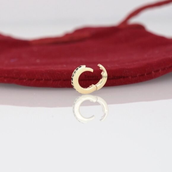 Pave Diamond 9k Gold Circle Charm, Diamond Round Enhancer