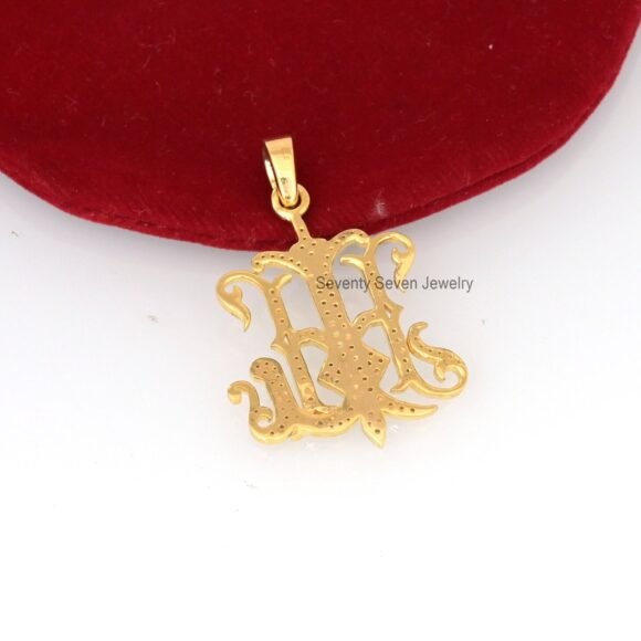 Gold Plated Diamond Monogram Pendant, 2 Letter Monogram - Image 5