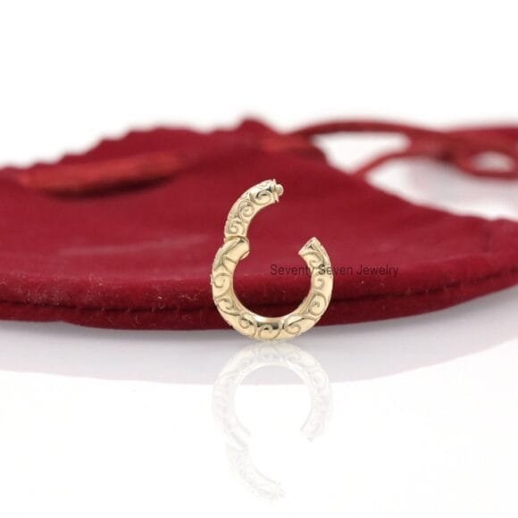 Engraved Enhancer 9k Gold Charm Holder, Gold Round Enhancer Charm Holder - Image 2