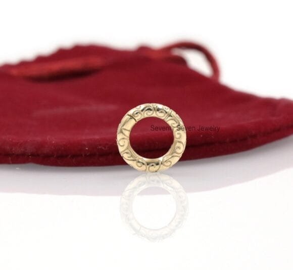 14k Gold Circle Enhancer Charm Holder, Circle Charm Holder - Image 3