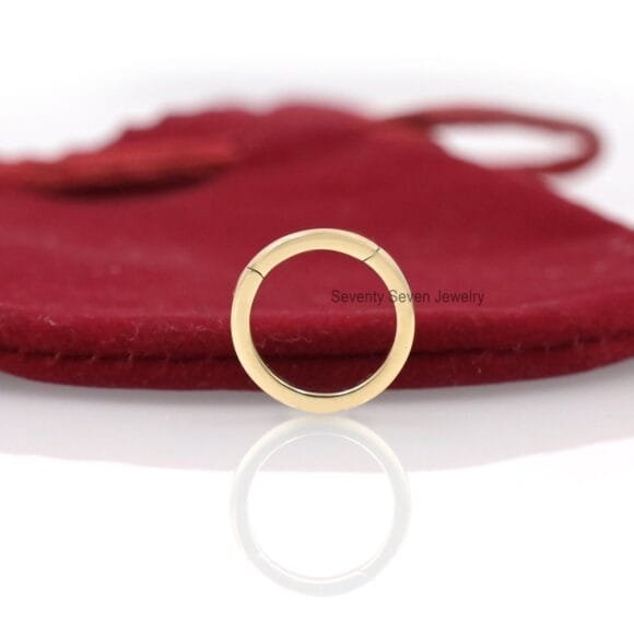 14K Gold Circle charm holder, Push Lock Charm Pendant - Image 2