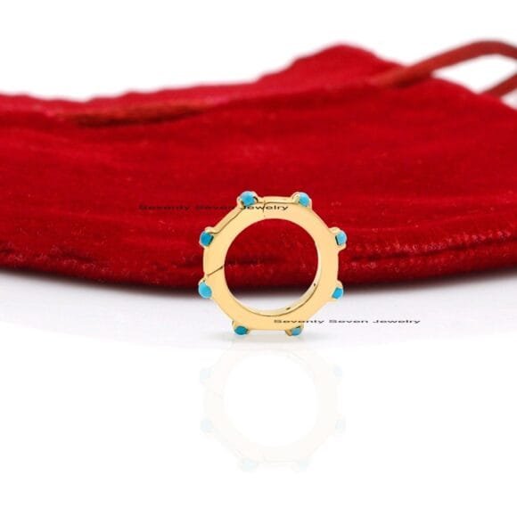 Turquoise Ball Enhancer 14K Gold Charm Holder, 14k Gold Enhancer - Image 2