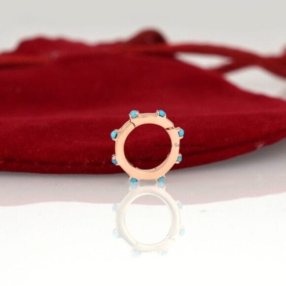Turquoise Ball Enhancer 14K Gold Charm Holder, 14k Gold Enhancer - Image 4