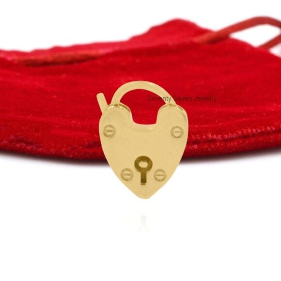 9K Gold Heart Padlock, 9K Gold Plain Heart Lock, Gold Dainty Padlock