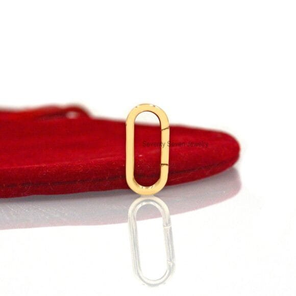 14K Gold Oval Enhancer, 14k Gold Enhancer, 14k Gold Charm Holder - Image 3