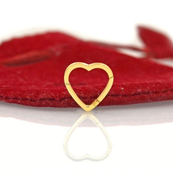 18K Gold Heart Charm Enhancer, 18k Gold Enhancer Link Lock - Image 2