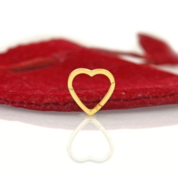 14K Gold Heart Enhancer, Gold Enhancer Link Lock, Gold Heart Lock - Image 2