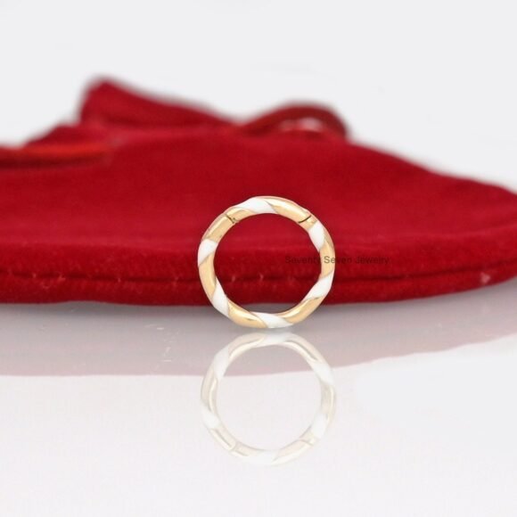 14k Gold Enamel Round Charm Enhancer, Gold Enamel Charms Holder - Image 4