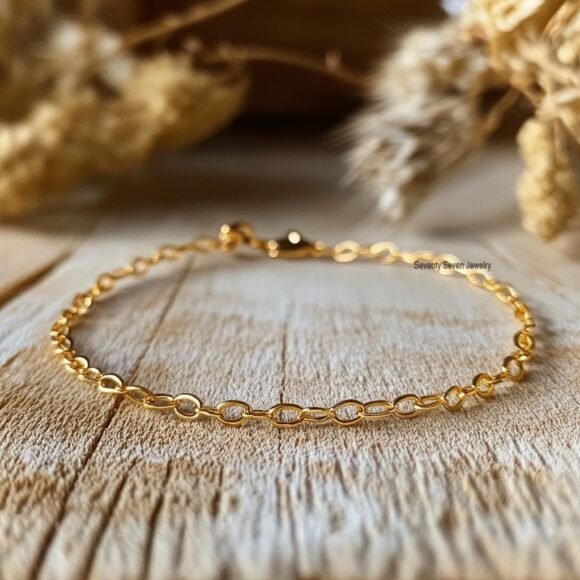 14K Gold Plated Cable Chain Bracelet, Trending Statement Bracelet