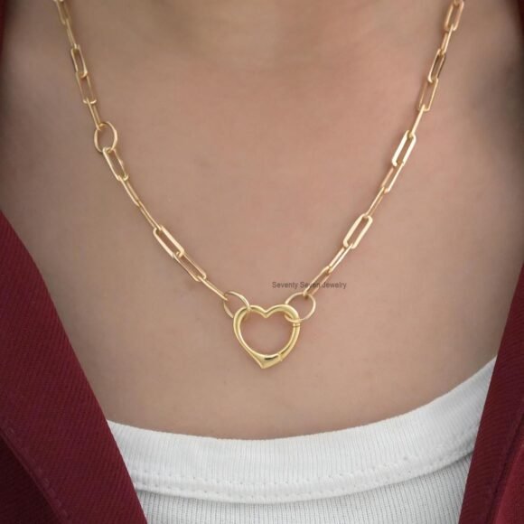 9K Gold Heart Enhancer, Plain Heart Charm, Heart Link Lock, Heart Charm Holder - Image 2